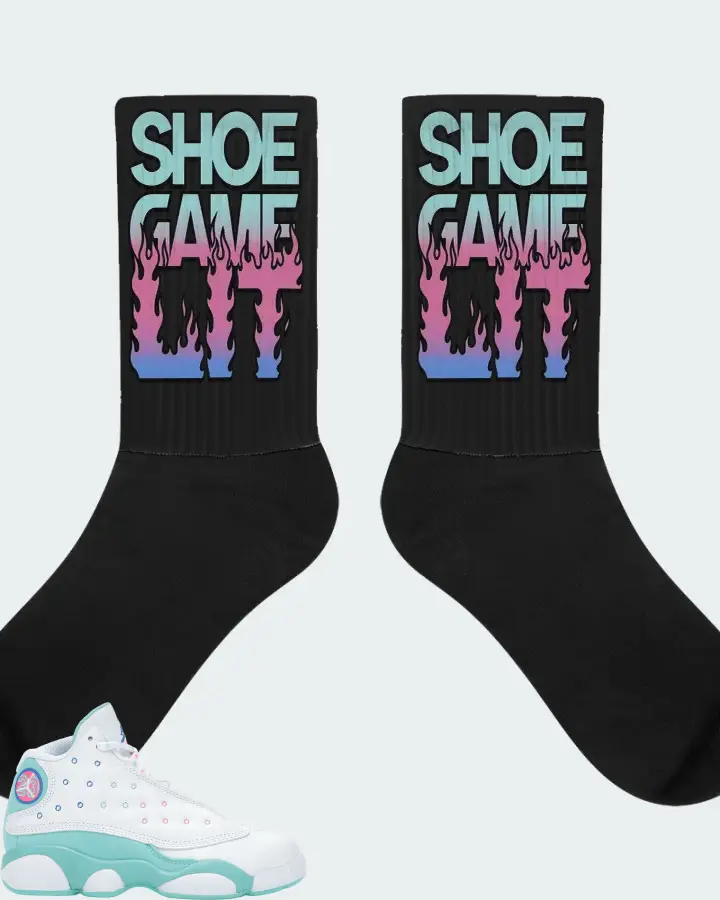 Jordan 13 Retro Sneaker Matching Black Socks - Shoe Game Lit Refreshed