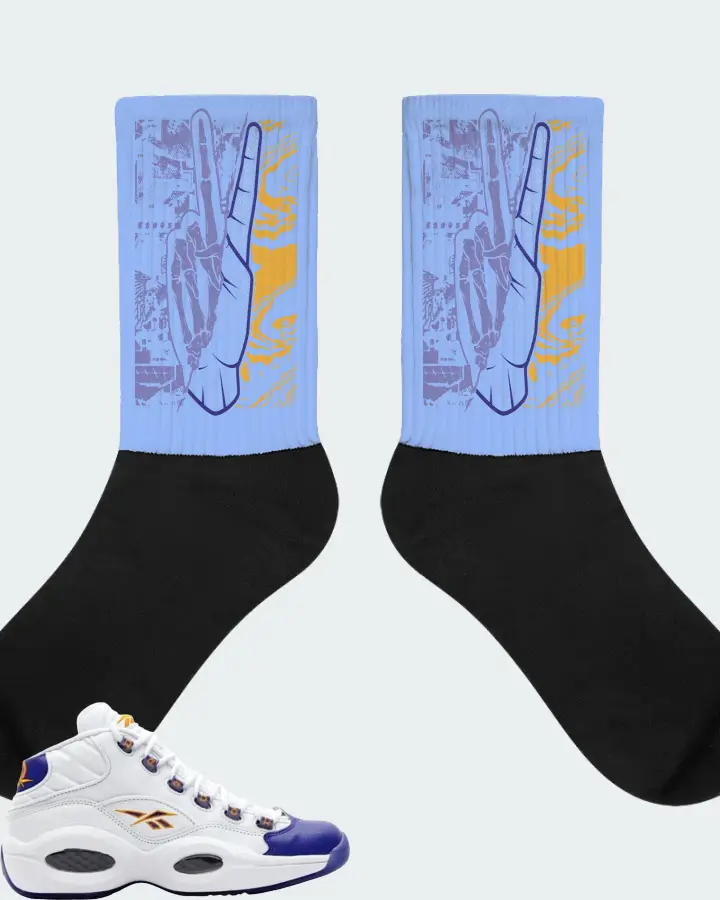Reebok Question Mid Sneaker Matching Carolina Blue Socks - Peace of mind