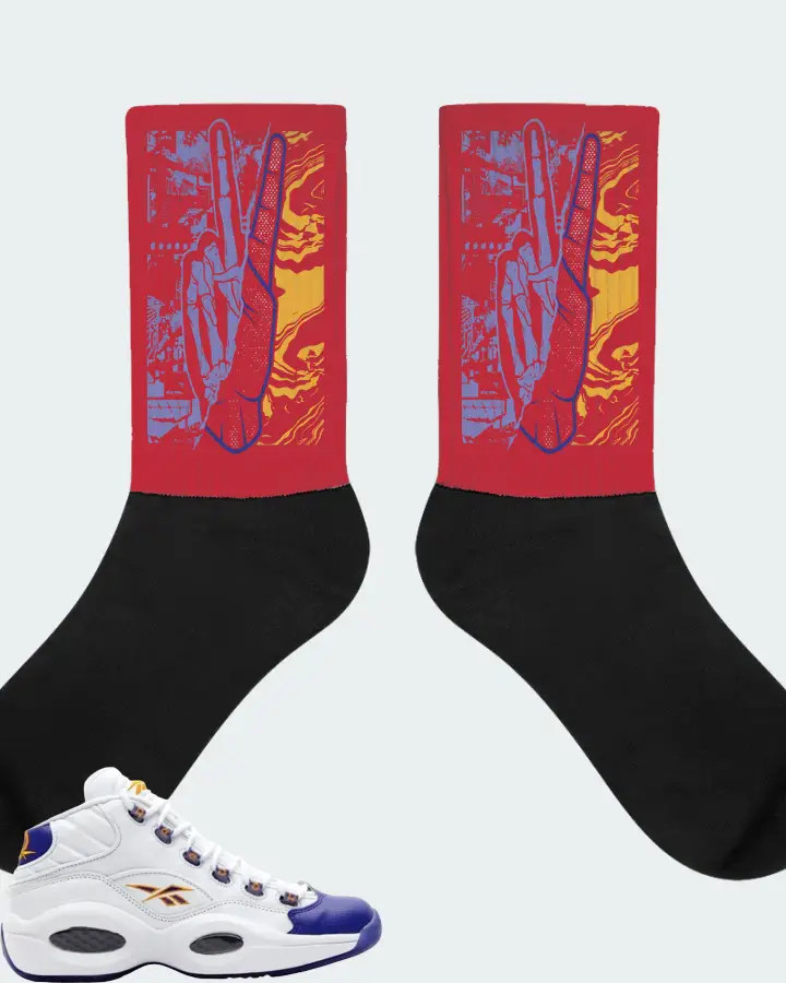 Reebok Question Mid Sneaker Matching Red Socks - Peace of mind