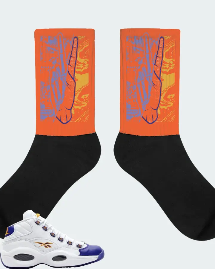 Reebok Question Mid Sneaker Matching Orange Socks - Peace of mind