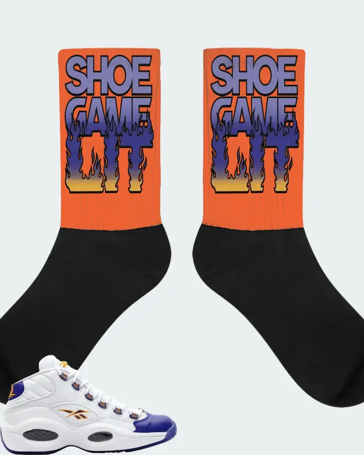 Reebok Question Mid Sneaker Matching Orange Socks - Shoe Game Lit Refreshed