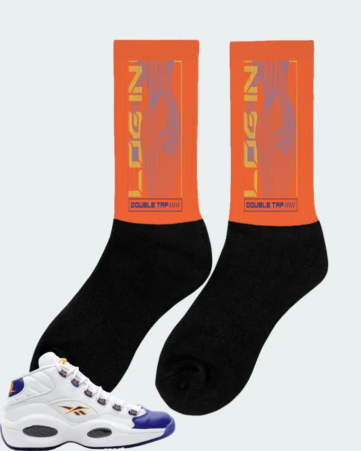Reebok Question Mid Sneaker Matching Orange Socks (LOGIN) - View 3