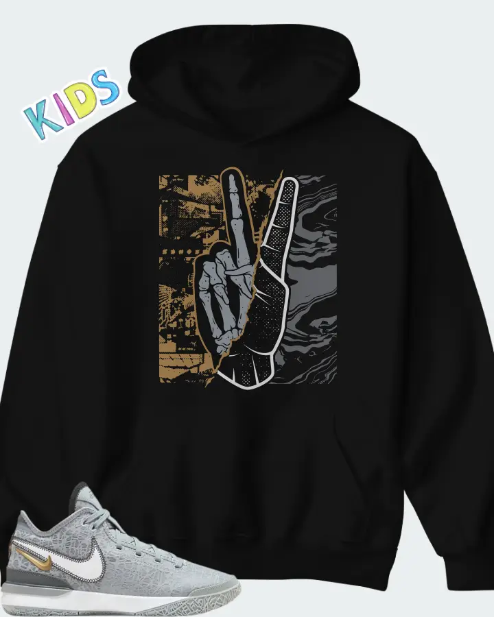 Nike Zoom LeBron NXXT Gen Wolf Grey Metallic Gold Matching Kid's Hoodie