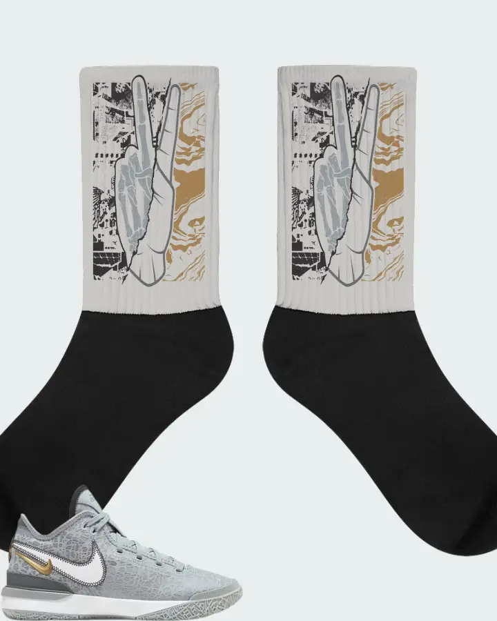 Nike Zoom LeBron NXXT Gen Wolf Grey Metallic Gold Matching Socks