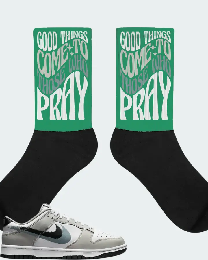 Nike Dunk Low Sneaker Matching Kelly Green Socks - Good Things Come To Those Who Pray