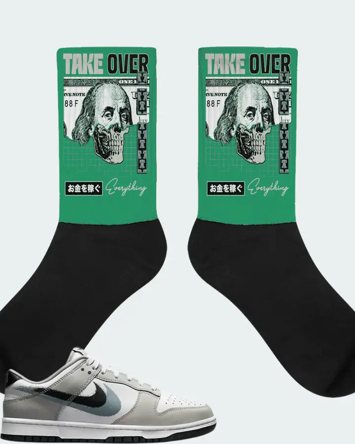 Nike Dunk Low Sneaker Matching Kelly Green Socks - Take Over