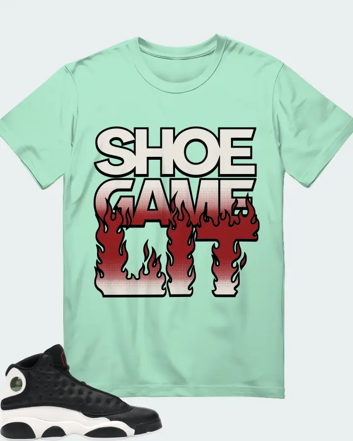 Jordan 13 Retro Sneaker Matching Mint T-Shirt - Shoe Game Lit Refreshed