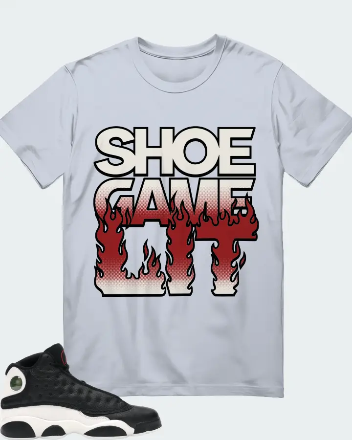 Jordan 13 Retro Sneaker Matching Light Blue T-Shirt - Shoe Game Lit Refreshed