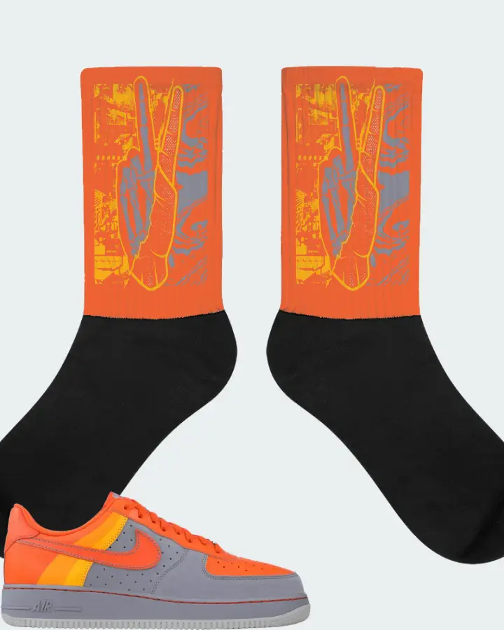 Nike Air Force 1 Low Barkley Pack Stealth Orange Sneaker Matching Orange Socks - Peace of mind