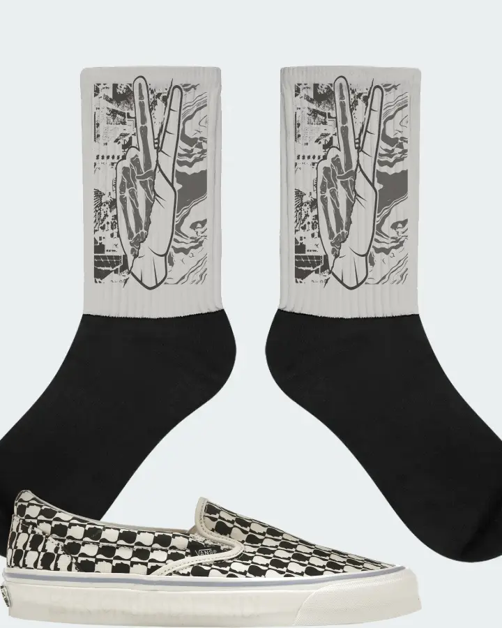 Vans OG Slip-On LX Sneaker Matching Grey Socks - Peace of mind