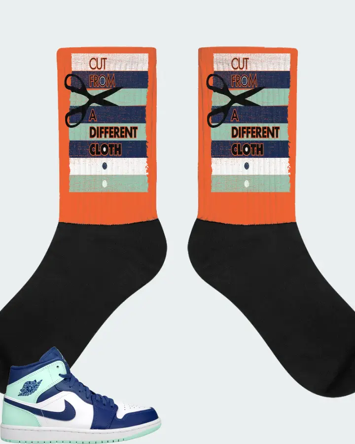 Jordan 1 Mid Sneaker Matching Orange Socks - Cut From a Different Cloth