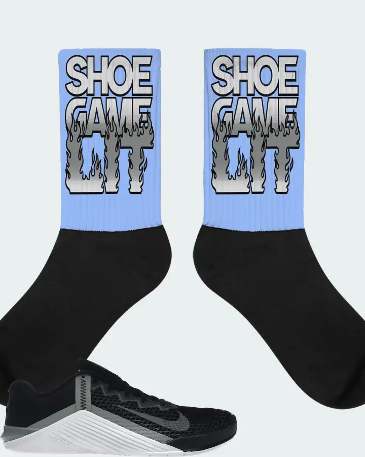 Nike Metcon 6 Sneaker Matching Carolina Blue Socks - Shoe Game Lit Refreshed