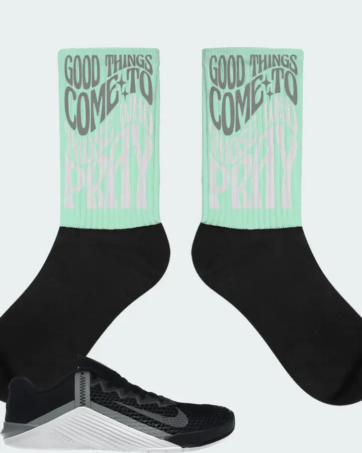 Nike Metcon 6 Sneaker Matching Mint Socks - Good Things Come To Those Who Pray