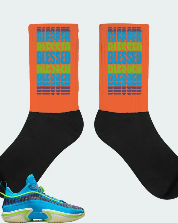 Jordan 36 Low Sneaker Matching Orange Socks - BLESSED Many Times
