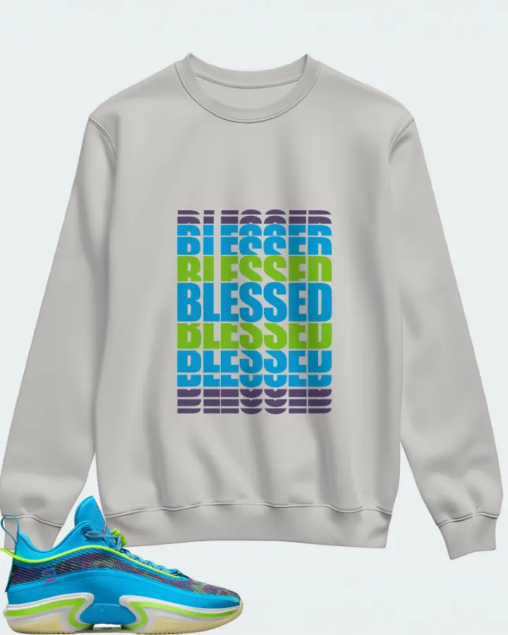 Jordan 36 Low Sneaker Matching Grey Sweatshirt - BLESSED Many Times