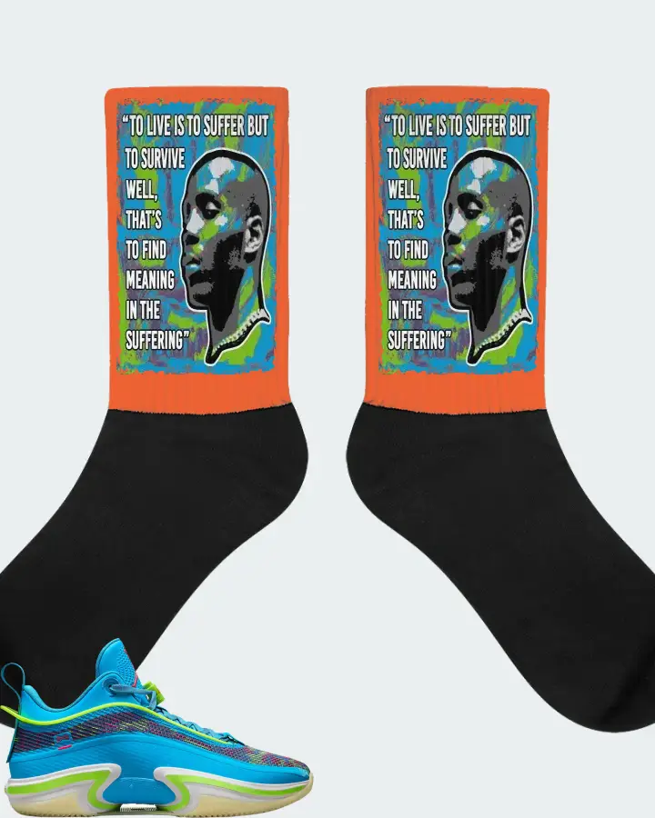 Jordan 36 Low Sneaker Matching Orange Socks - DMX Suffer Quote