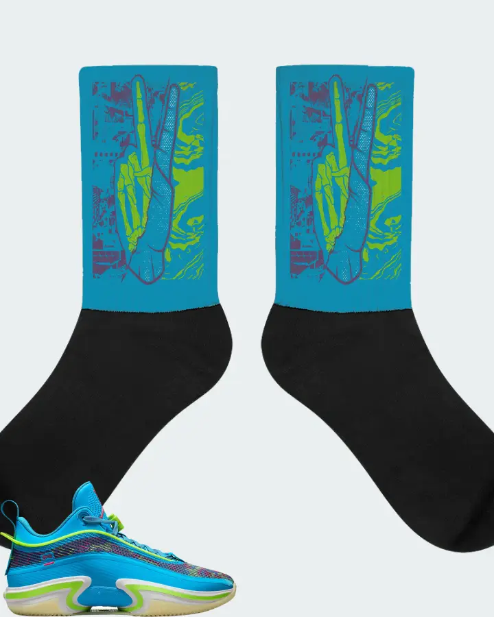 Jordan 36 Low Sneaker Matching Aqua Socks - Peace of mind