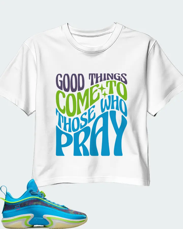 Jordan 36 Low Sneaker Matching White Crop Top - Good Things Come To Those Who Pray