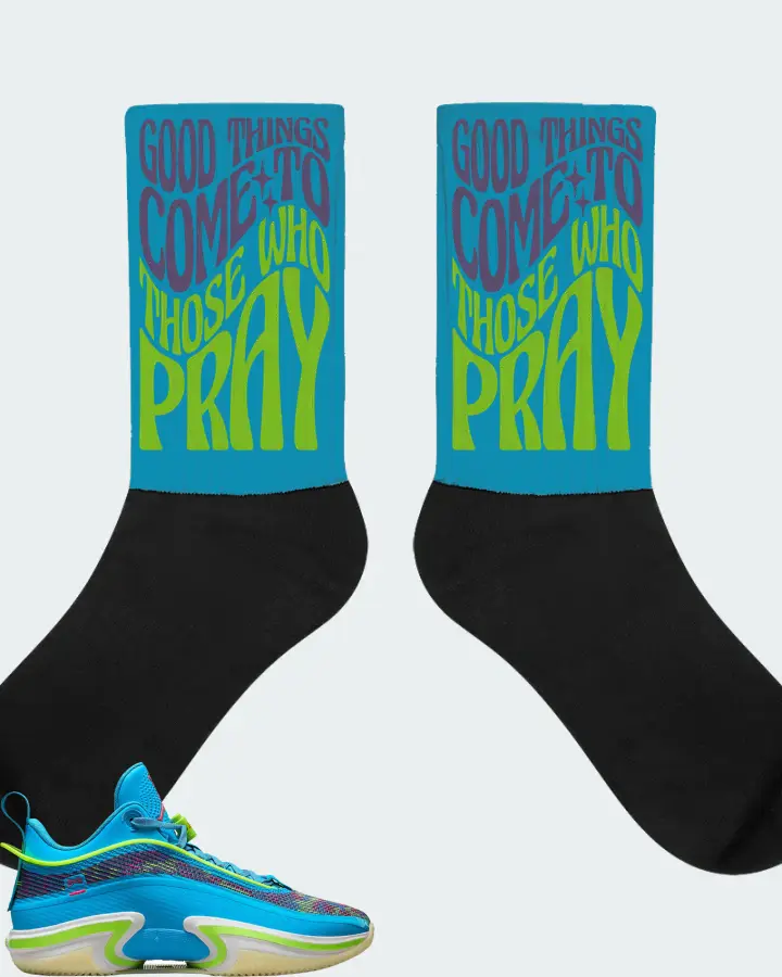 Jordan 36 Low Sneaker Matching Aqua Socks - Good Things Come To Those Who Pray