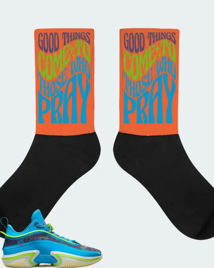 Jordan 36 Low Sneaker Matching Orange Socks - Good Things Come To Those Who Pray