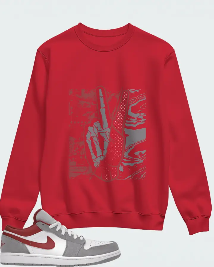Jordan 1 Low SE Sneaker Matching Red Sweatshirt - Peace of mind