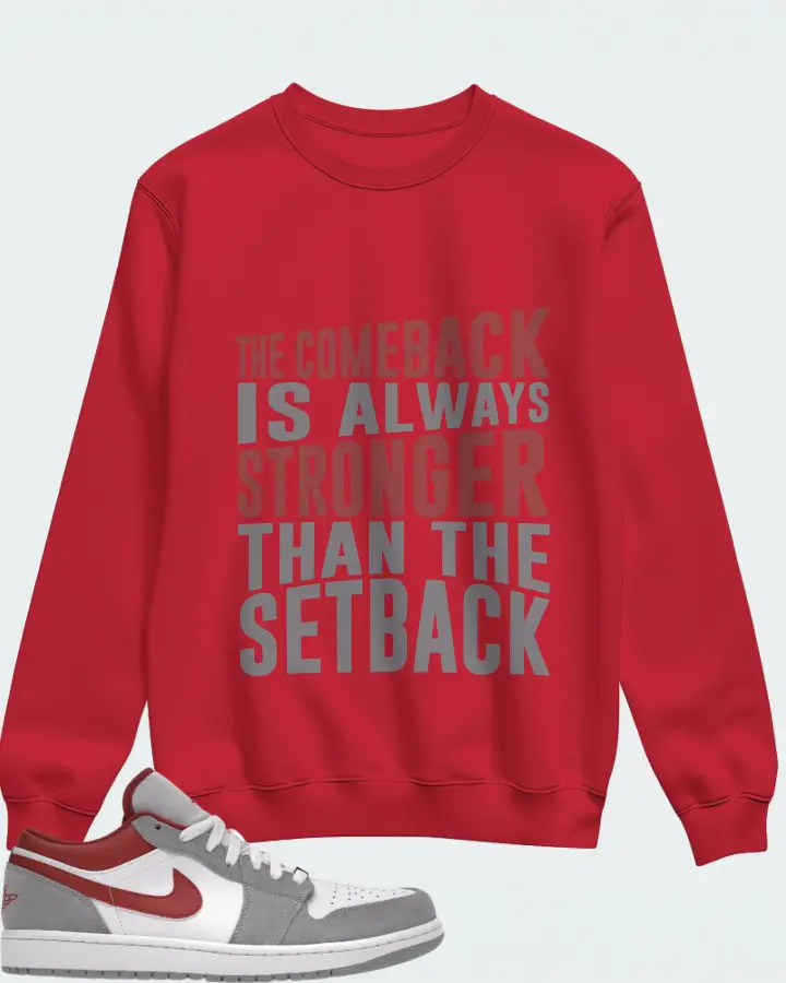 Jordan 1 Low SE Sneaker Matching Red Sweatshirt - The Comeback