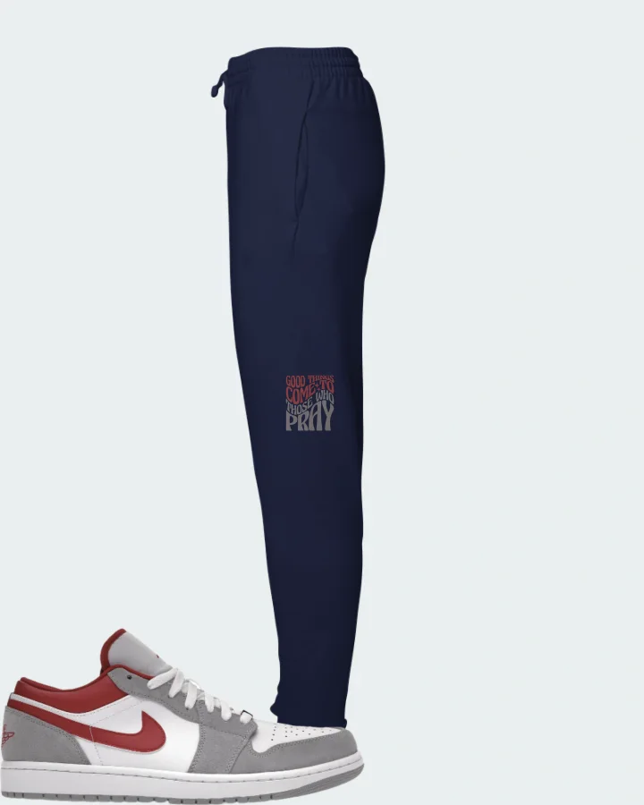 Jordan 1 Low SE Sneaker Matching Navy Joggers - Good Things Come To Those Who Pray