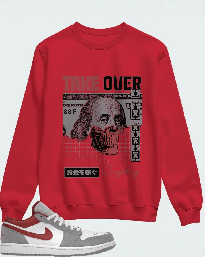 Jordan 1 Low SE Sneaker Matching Red Sweatshirt - Take Over
