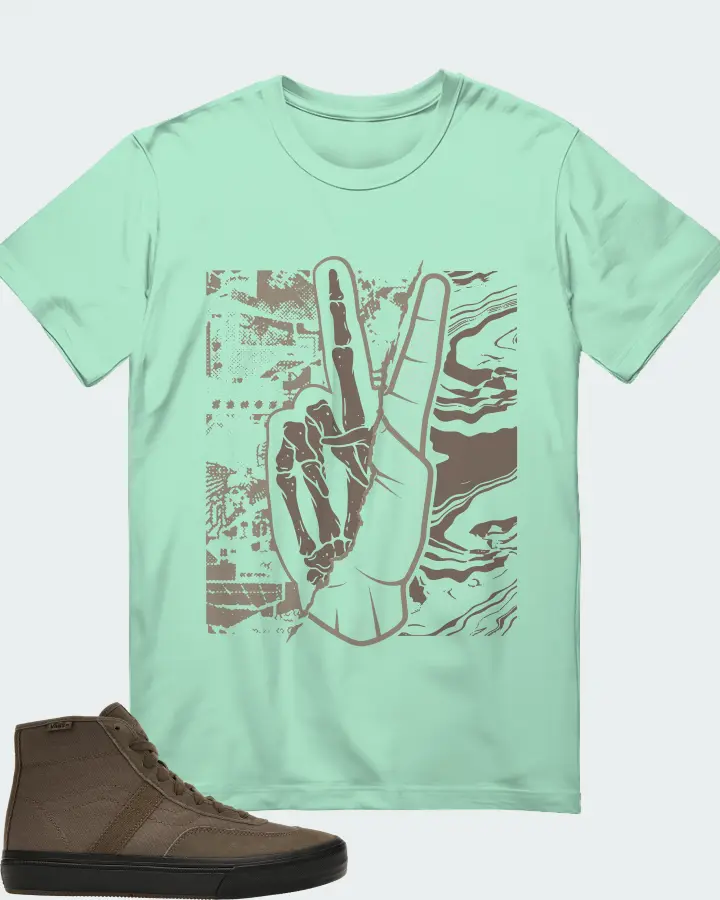 Vans Crockett High Sneaker Matching Mint T-Shirt - Peace of mind