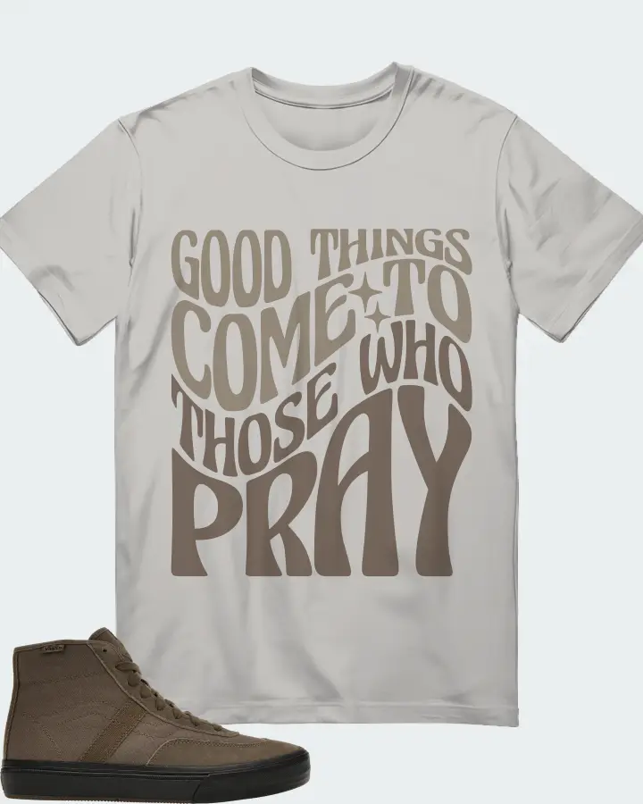 Vans Crockett High Sneaker Matching Grey T-Shirt - Good Things Come To Those Who Pray