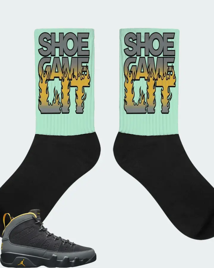 Jordan 9 Retro Sneaker Matching Mint Socks - Shoe Game Lit Refreshed