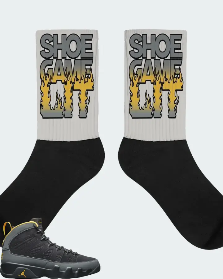 Jordan 9 Retro Sneaker Matching Grey Socks - Shoe Game Lit Refreshed