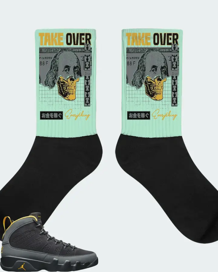 Jordan 9 Retro Sneaker Matching Mint Socks - Take Over