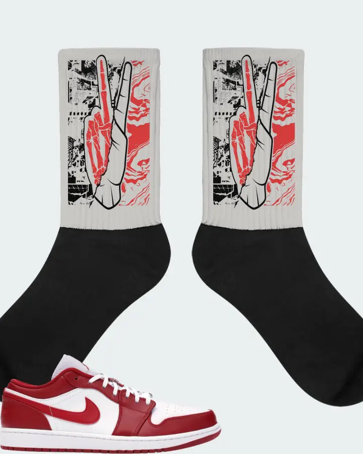 Jordan 1 Low Sneaker Matching Grey Socks - Peace of mind