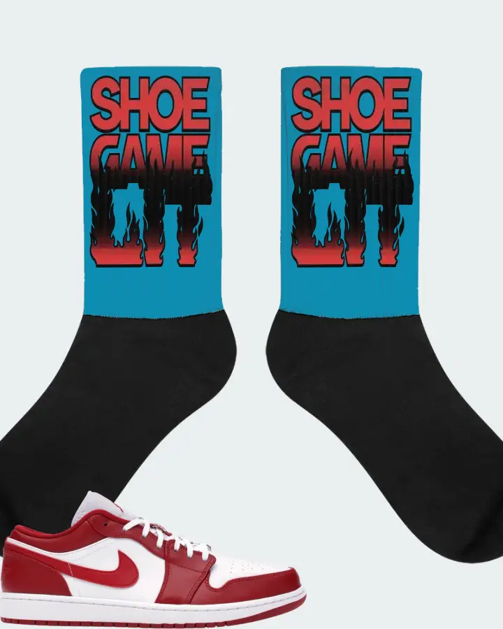 Jordan 1 Low Sneaker Matching Aqua Socks - Shoe Game Lit Refreshed