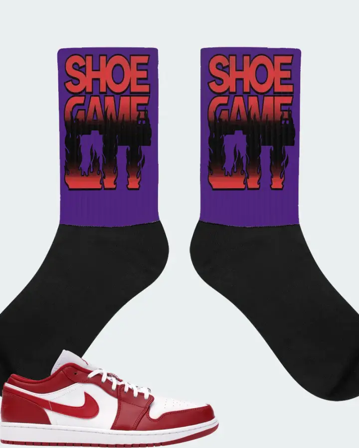 Jordan 1 Low Sneaker Matching Purple Socks - Shoe Game Lit Refreshed