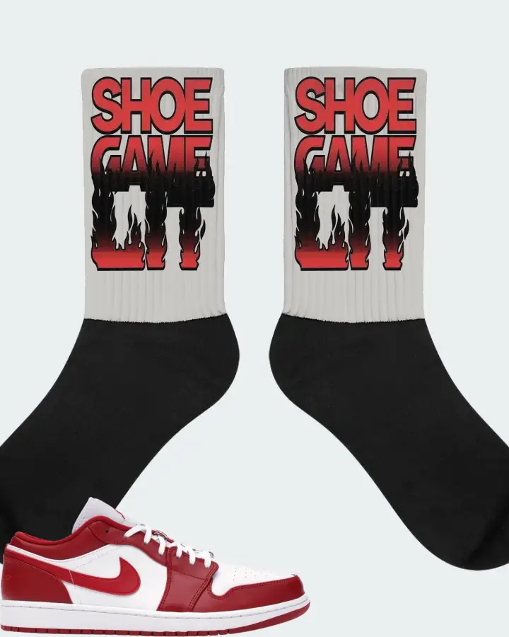 Jordan 1 Low Sneaker Matching Grey Socks - Shoe Game Lit Refreshed