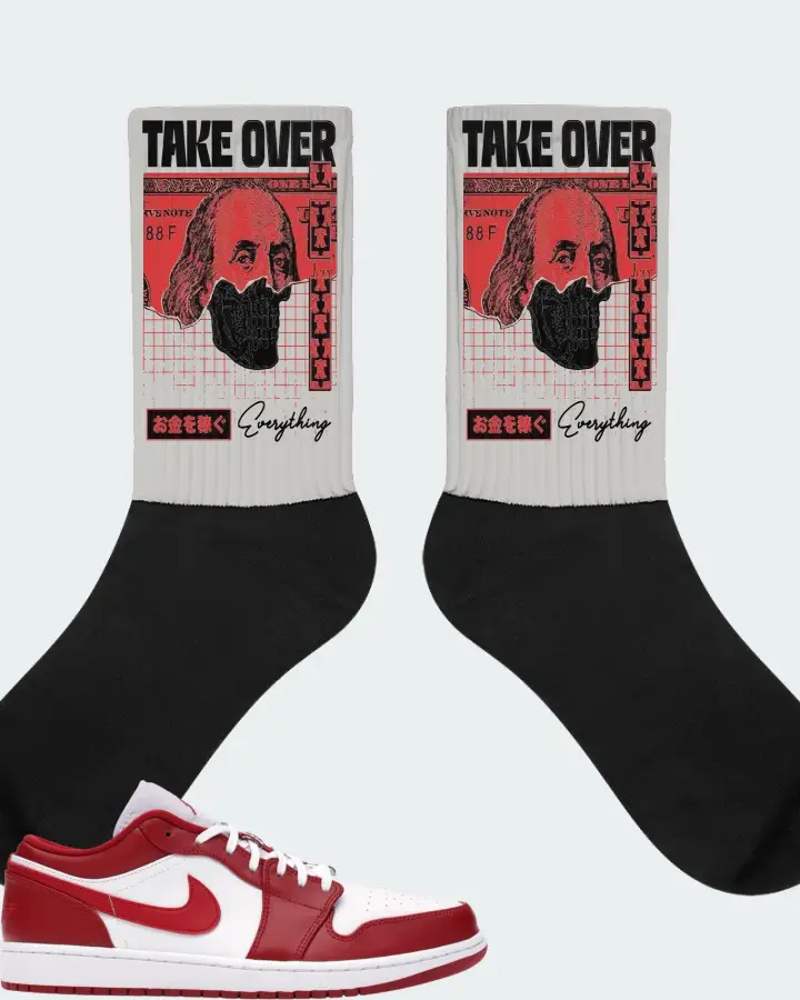 Jordan 1 Low Sneaker Matching Grey Socks - Take Over