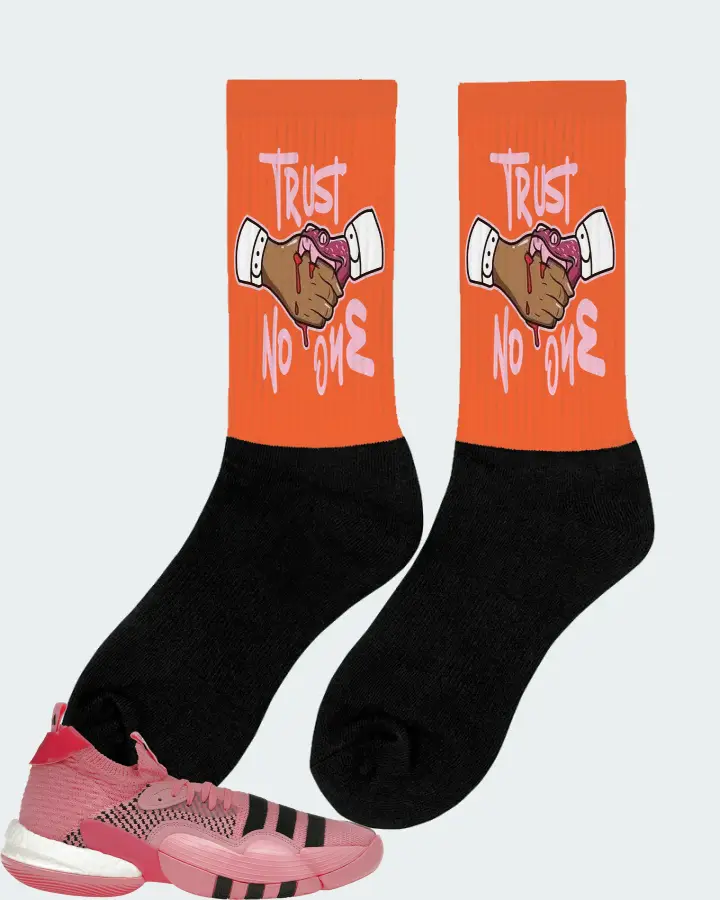 adidas Trae Young 2.0 Sneaker Matching Orange Socks (Trust No One) - View 3