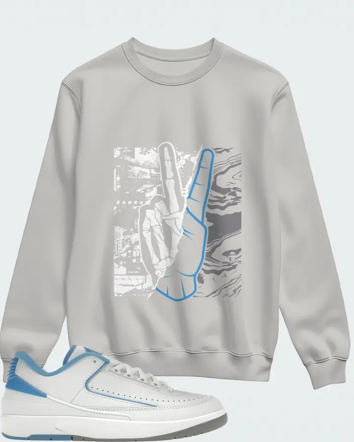 Jordan 2 Retro Low Sneaker Matching Grey Sweatshirt - Peace of mind