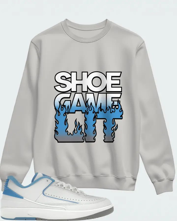 Jordan 2 Retro Low Sneaker Matching Grey Sweatshirt - Shoe Game Lit Refreshed