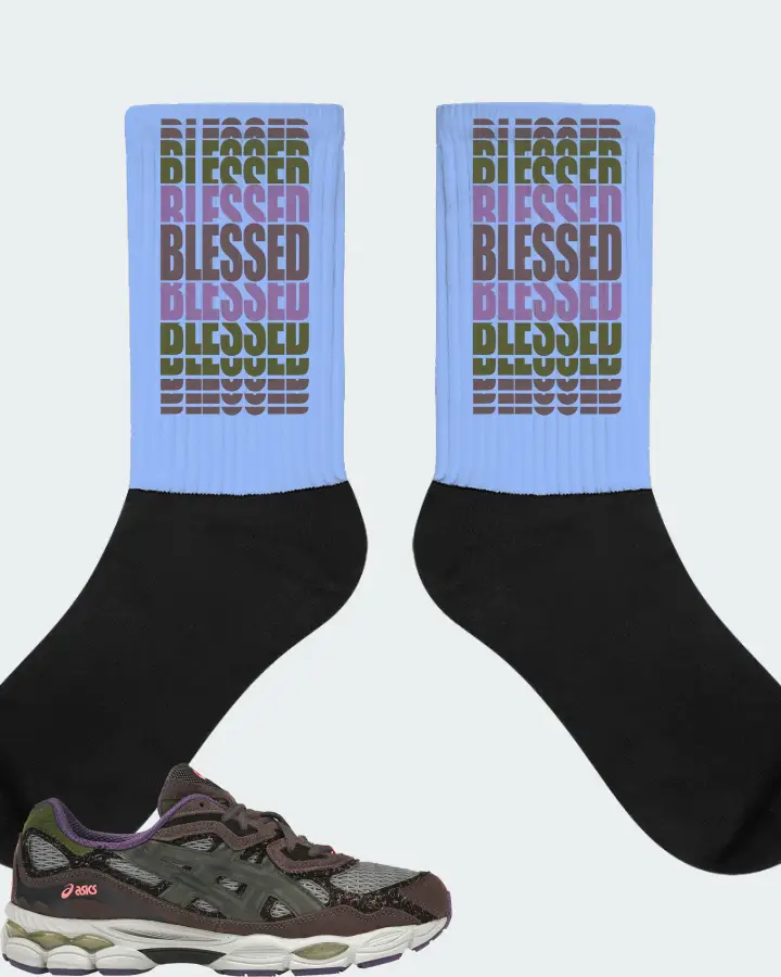 ASICS Gel-NYC Sneaker Matching Carolina Blue Socks - BLESSED Many Times