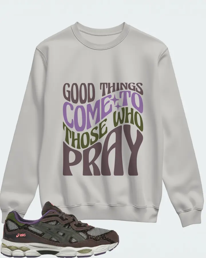 ASICS Gel-NYC Sneaker Matching Grey Sweatshirt - Good Things Come To Those Who Pray
