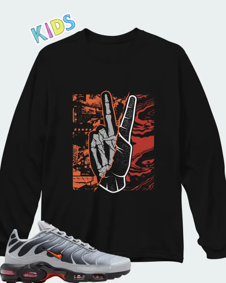 Nike Air Max Plus Wolf Grey Picante Red Matching Kid's Long Sleeve T-Shirt