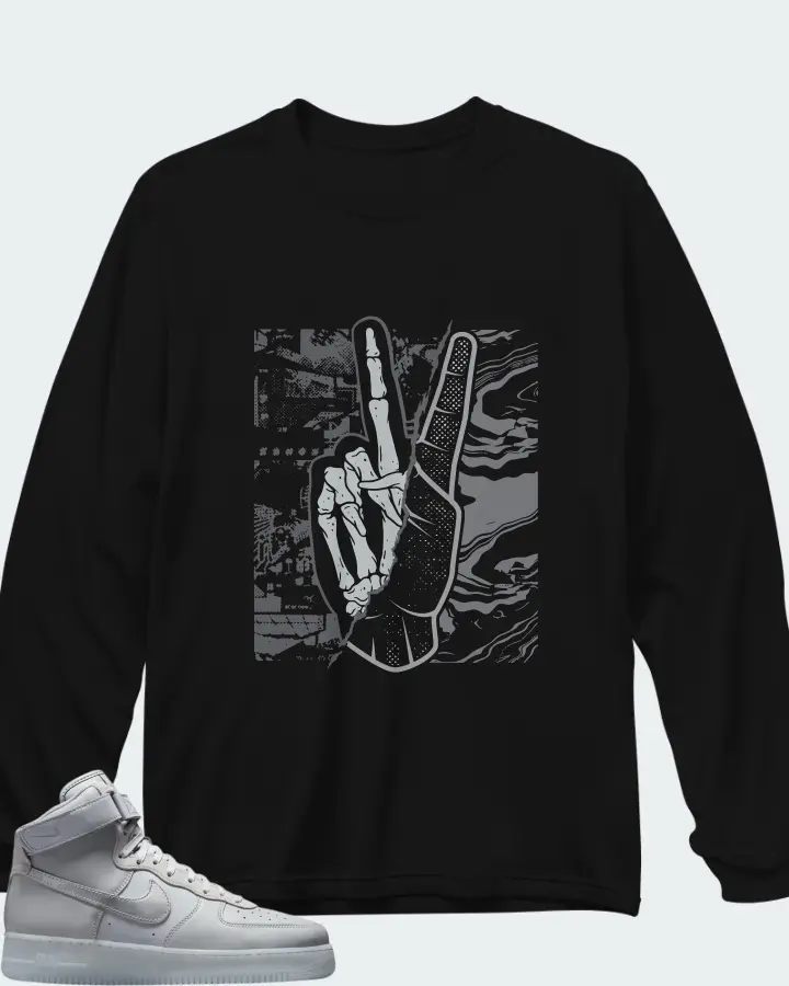 Nike Air Force 1 High Wolf Grey Matching Long Sleeve T-Shirt