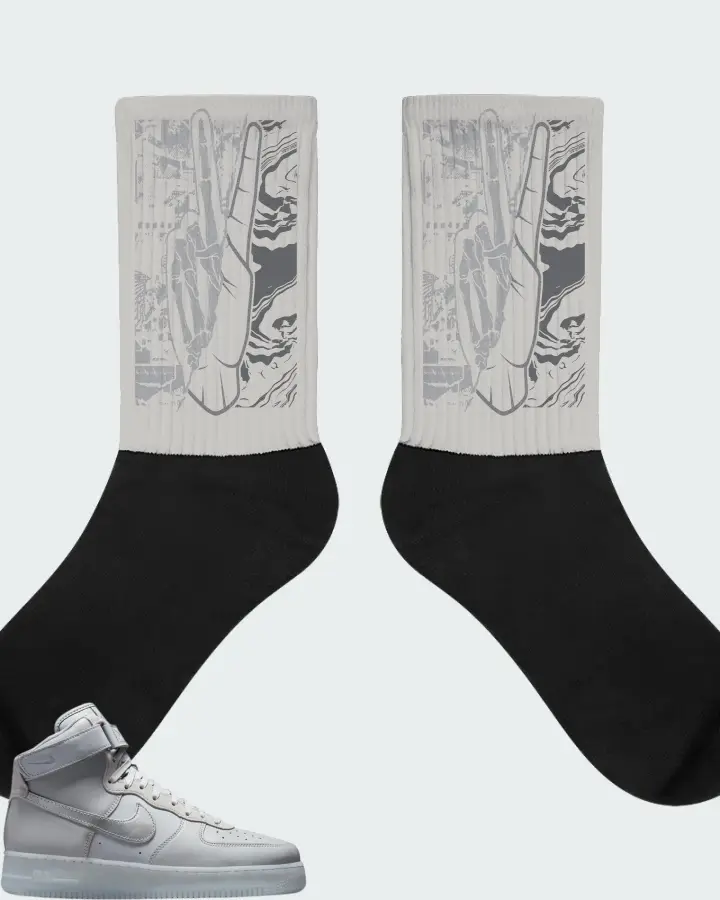 Nike Air Force 1 High Wolf Grey Matching Socks