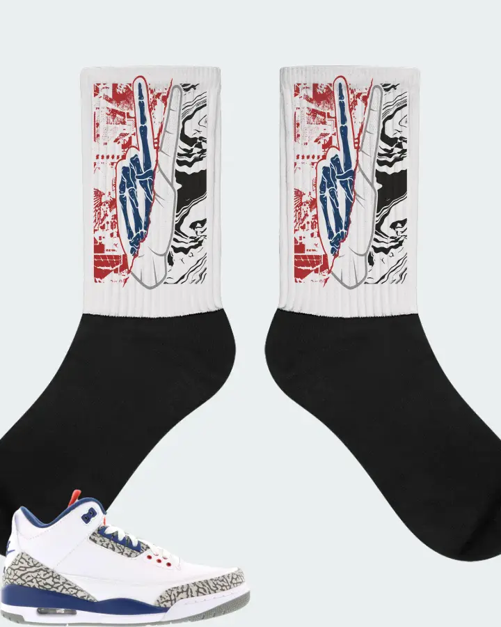 Air Jordan 3 Retro True Blue Sneaker Matching White Socks - Peace of mind