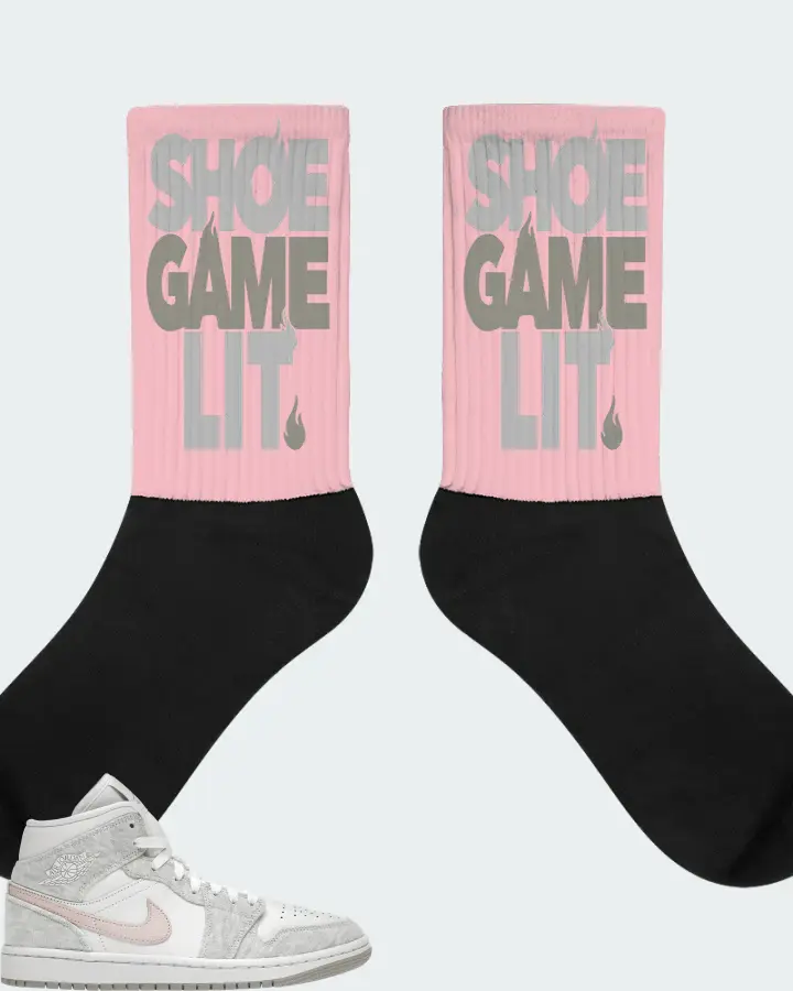 Jordan 1 Mid SE Sneaker Matching Pink Socks - Shoe Game Lit Classic