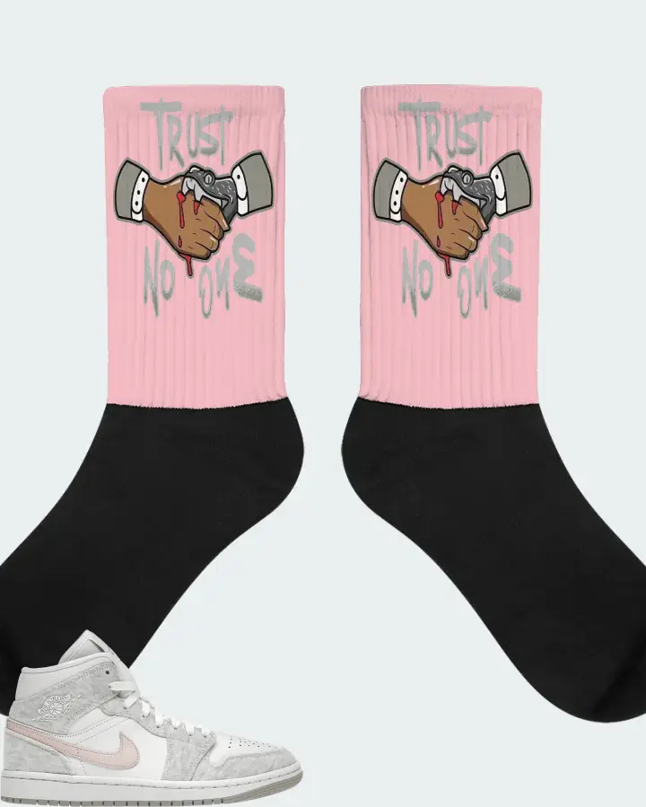 Jordan 1 Mid SE Sneaker Matching Pink Socks - Trust No One