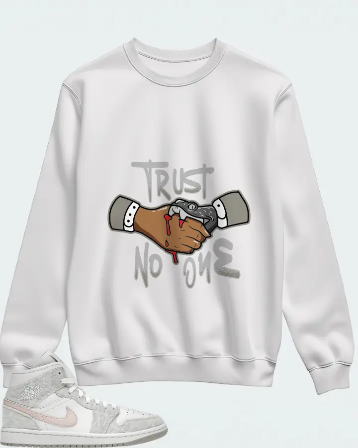 Jordan 1 Mid SE Sneaker Matching White Sweatshirt - Trust No One